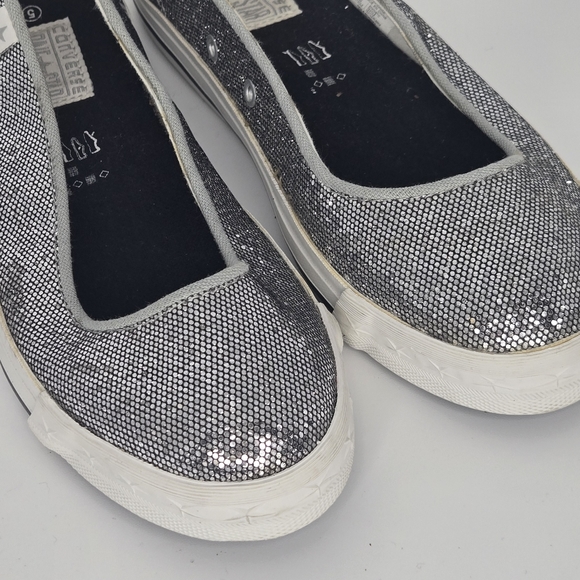 Converse one star ballet flats silver sequins size 5 bling glam metallic - Picture 7 of 9